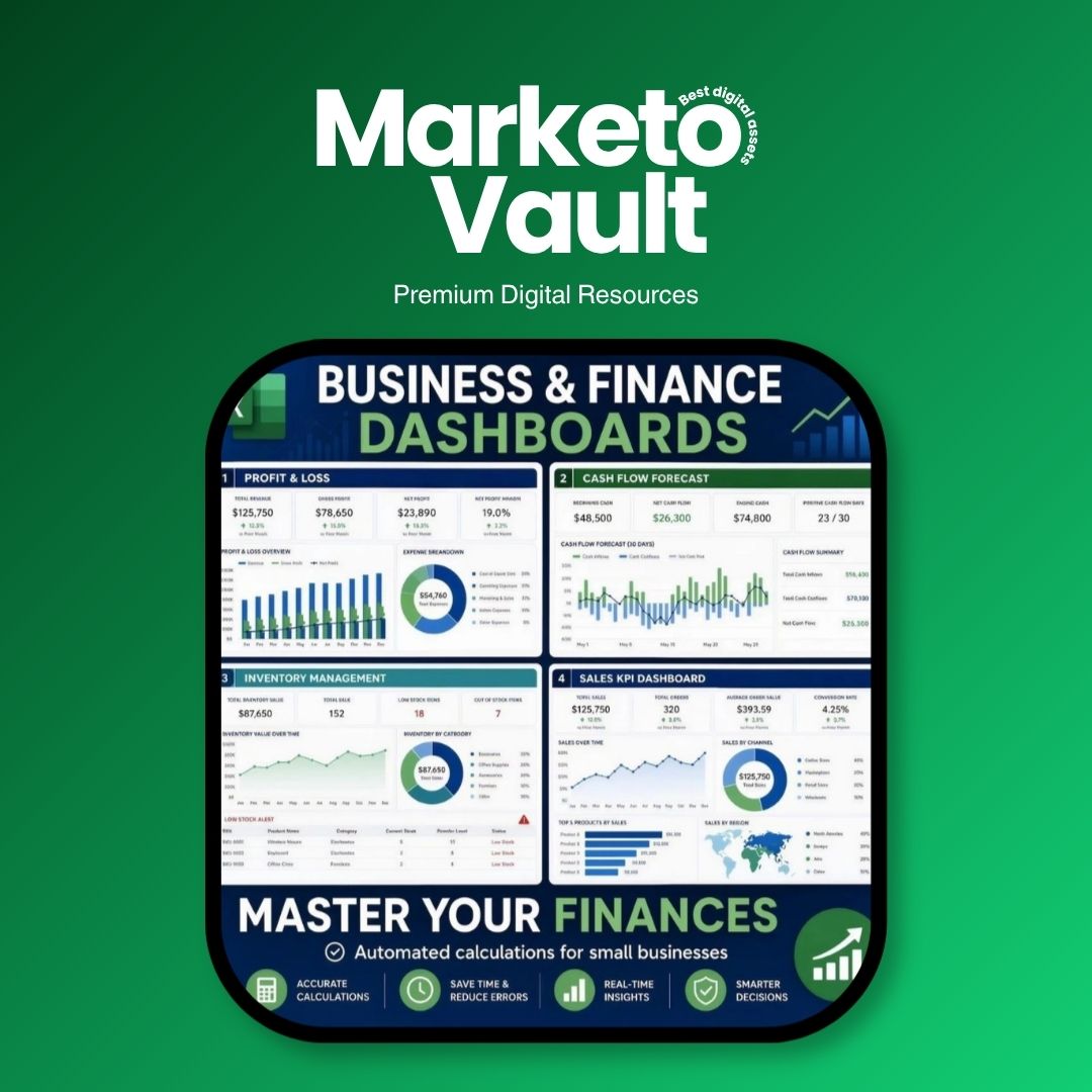 Business and finance Excel dashboard template with charts and financial reports